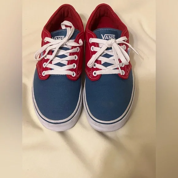 Vans Men's Atwood 2 Tone Red/Blue Low Top Skateboard Shoes Sneakers Size 8.5 - Picture 3 of 13